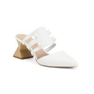 CHRIS DONOVAN Vanilla Leather Liza Heeled Mules